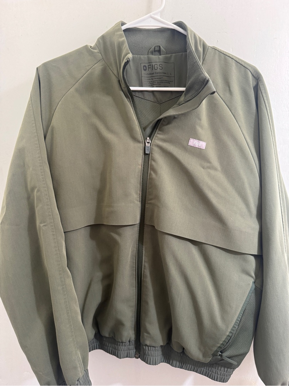 FIGS Olive Green Men's Windbreaker Jacket